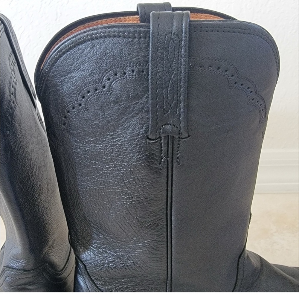 LUCCHESE Men's Lonestar Calf Round Toe Roper Boots In Black 10.5EE. - Picture 8 of 13